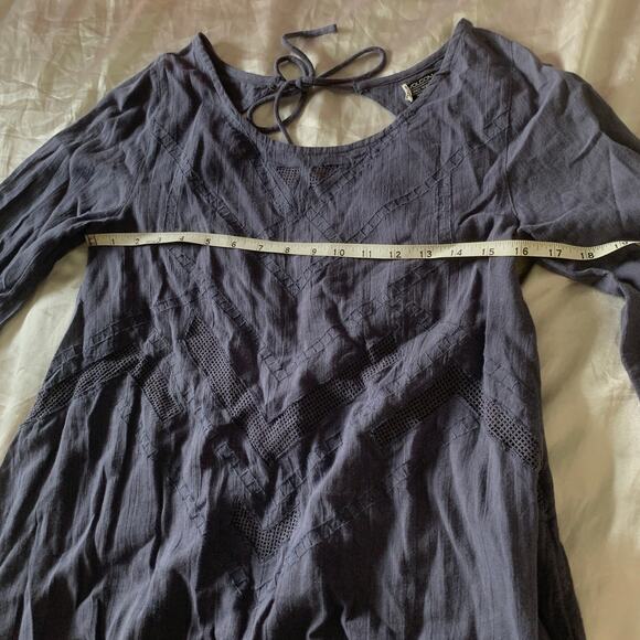 Volcom XS Textured Bangalow Flare Sleeve Blouse Top Blue Festival Boho - Picture 10 of 11